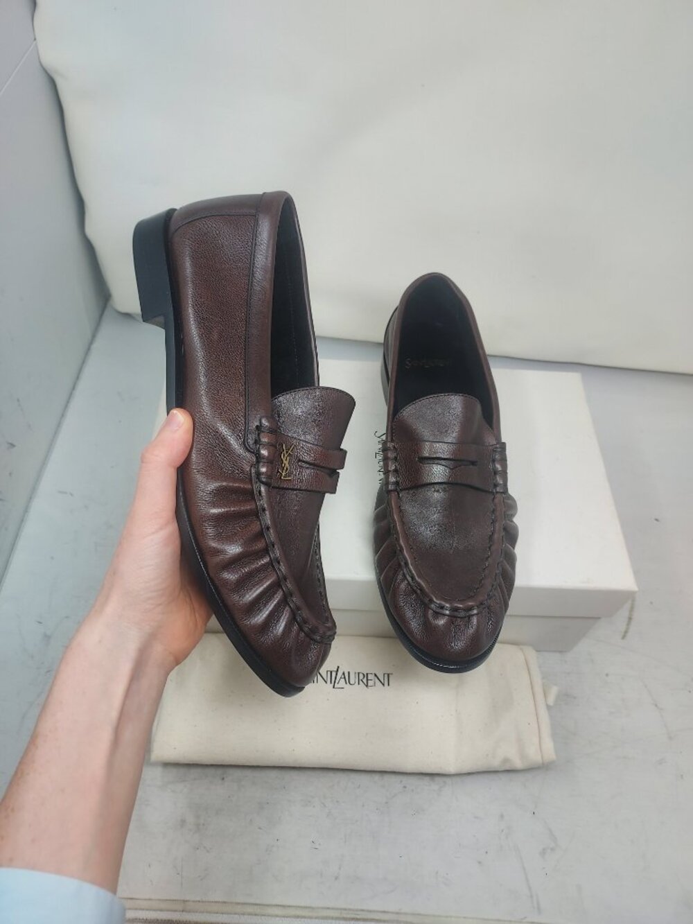 Saint Laurent YSL MENS Paris Brown Leather Le Loafer